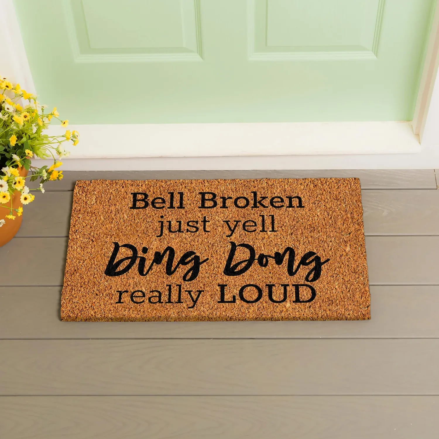 Plow & Hearth Coir Mats>Ding Dong Coir Mat