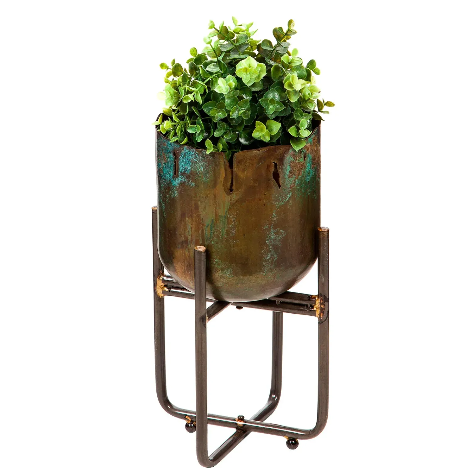 Plow & Hearth Planters & Plant Stands>Distressed Metal Planters in Verdigris Finish, Set of 3