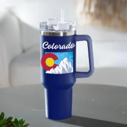 Plow & Hearth Travel Cups>Double Wall Stainless Steel Canyon Cup w/ Straw, 40oz, Gift Box