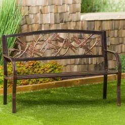Plow & Hearth Outdoor Benches>Dragonfly Metal Garden Bench, Bronze