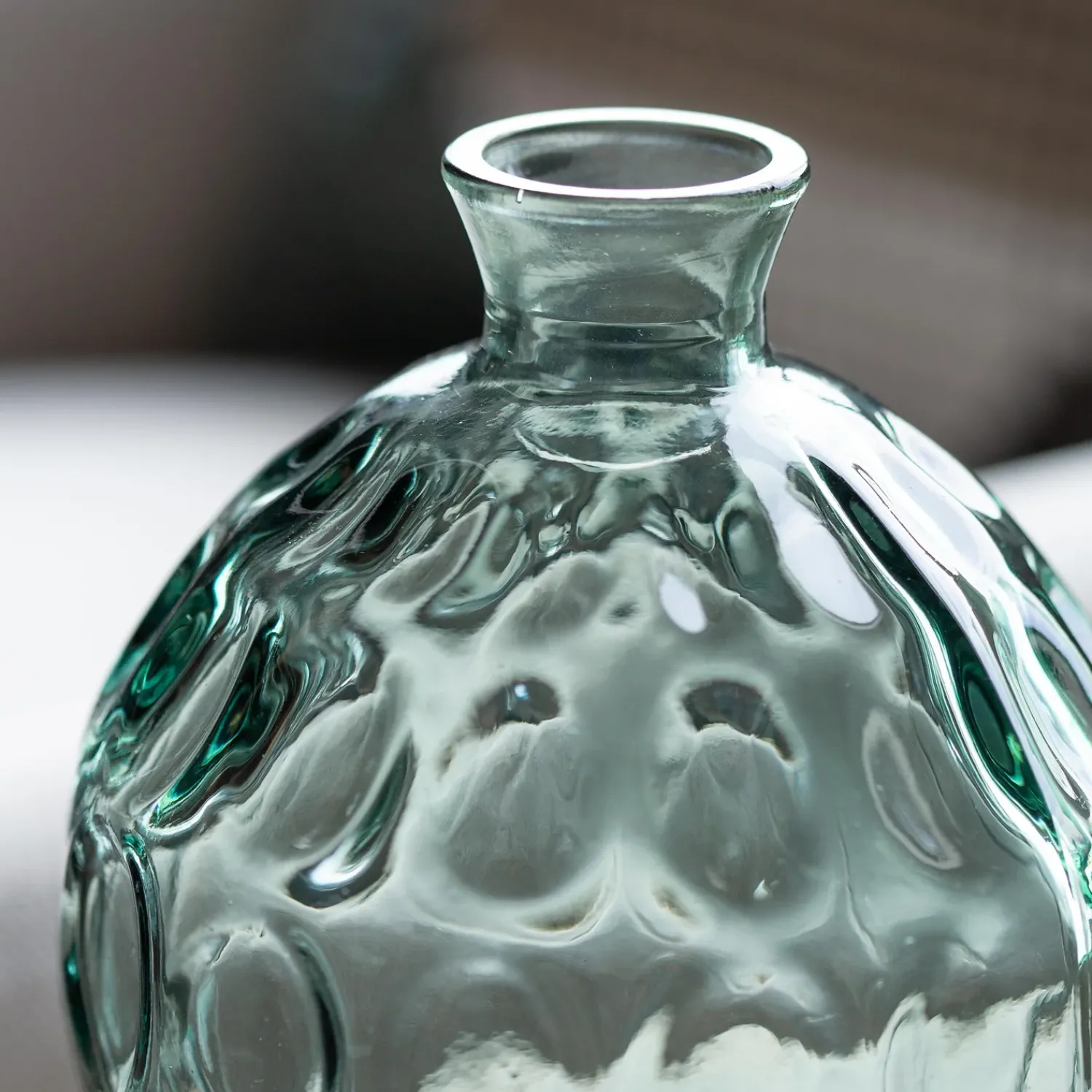 Plow & Hearth Planters & Vases>Dune Round Recycled Dimpled Glass Vase, 7.5"H