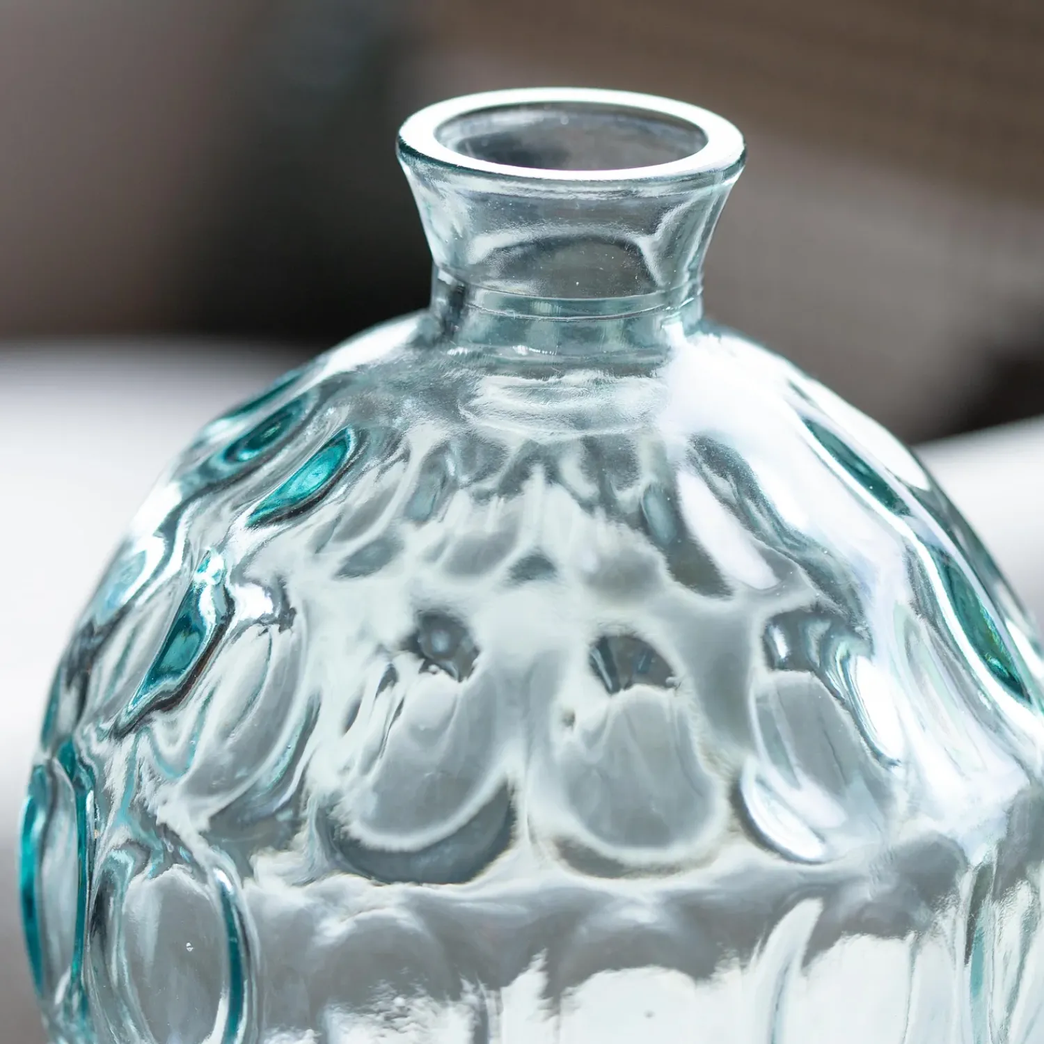 Plow & Hearth Planters & Vases>Dune Round Recycled Dimpled Glass Vase, 7.5"H