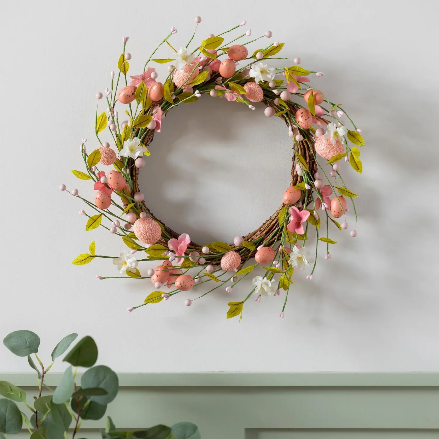 Plow & Hearth Wreaths|Faux Flowers & Plants>Easter Egg Wreath, 16"H