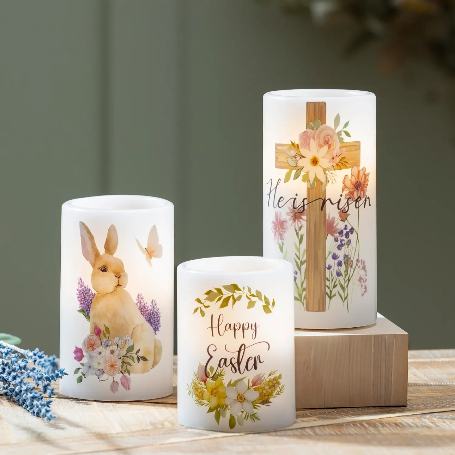 Plow & Hearth Decorative Accents|Candles & Lanterns>Easter LED Wax Candle Set
