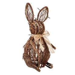 Plow & Hearth Decorative Accents|Lighted Accents>Easter Rattan Bunny LED Decor, 18.5"H