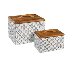 Plow & Hearth Canisters & Storage>Embossed Honeycomb Storage Boxes, Set of 2