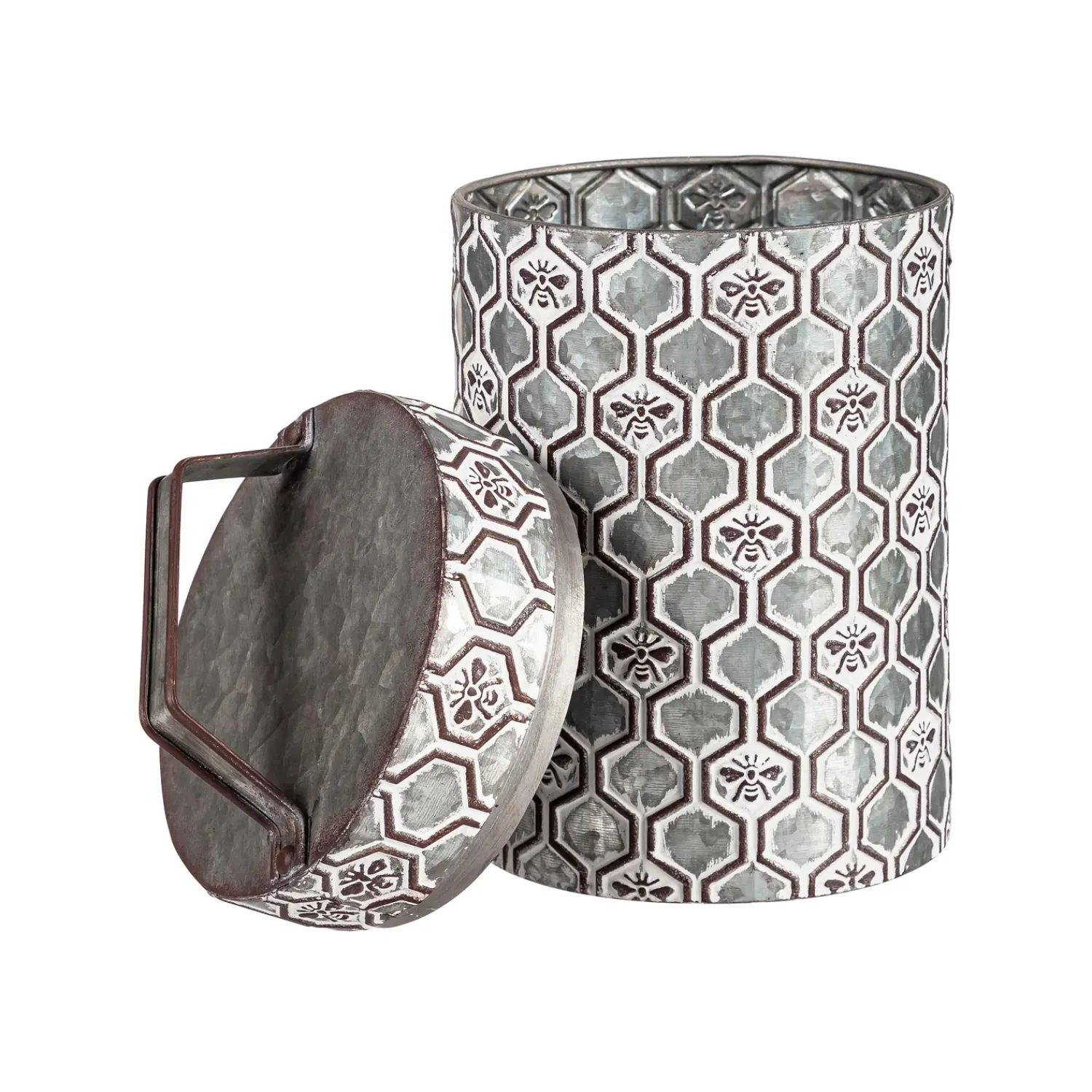 Plow & Hearth Canisters & Storage>Embossed Honeycomb Storage Containers, Set of 2