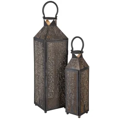 Plow & Hearth Candles & Lanterns>Etched Metal Candle Lanterns, Set of 2