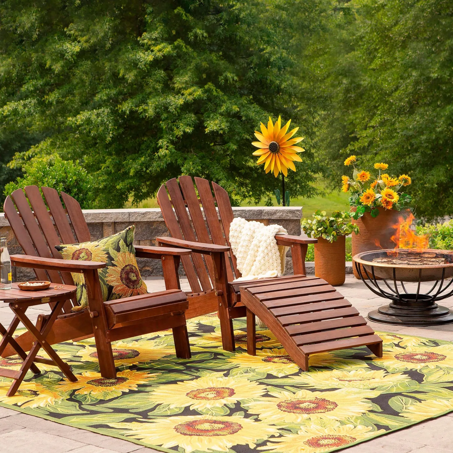 Plow & Hearth Adirondack Chairs>Eucalyptus Wood Adirondack Ottoman NaturalStain