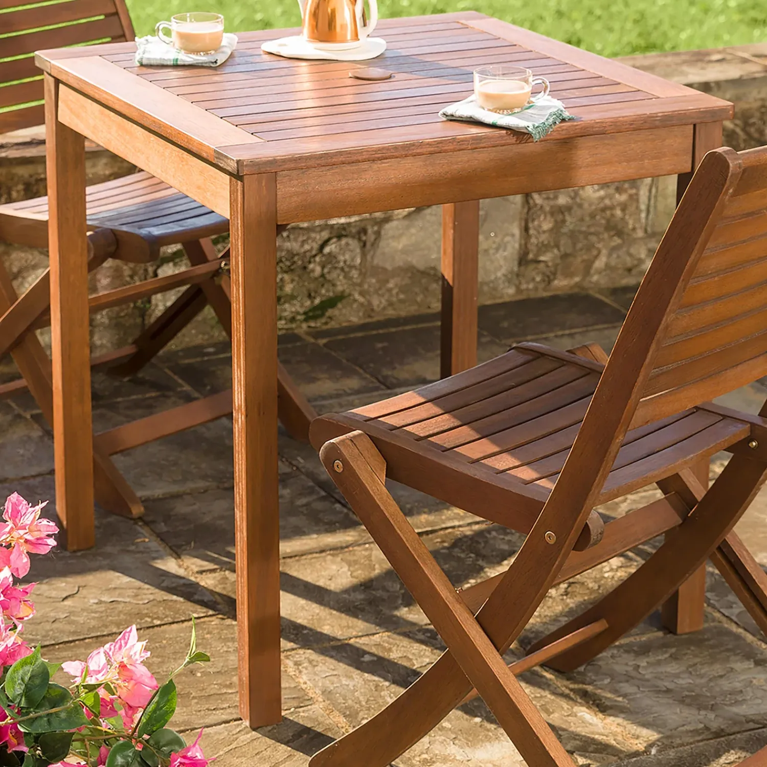 Plow & Hearth Outdoor Dining Sets>Eucalyptus Wood Outdoor Square Bistro Table
