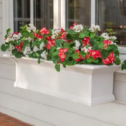Plow & Hearth Faux Flowers & Plants>Everlasting Faux Red and White Geranium Window Box Filler