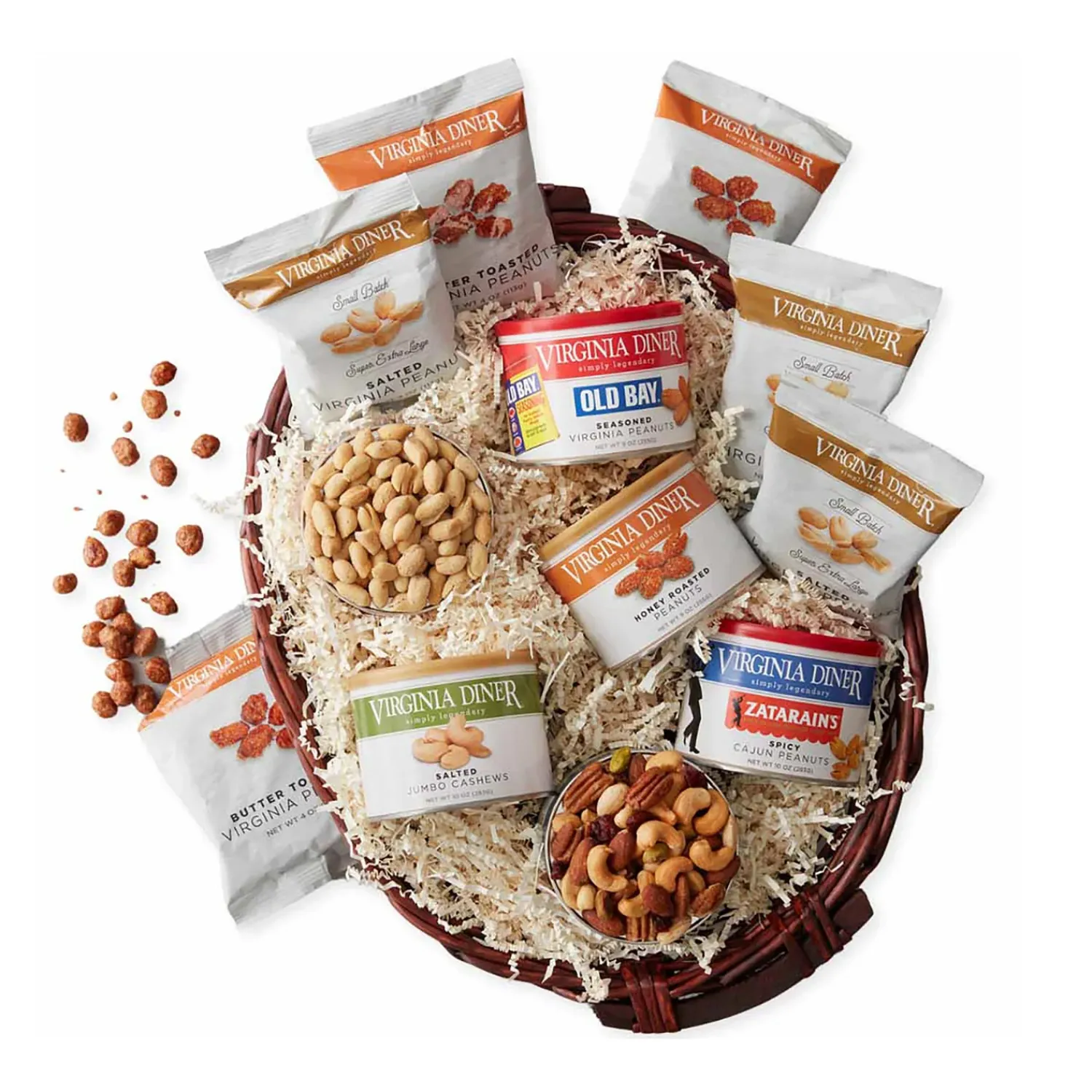 Plow & Hearth Gourmet Snacks & Nuts>Extra Large Peanuts and Cashews Gift Basket Sampler