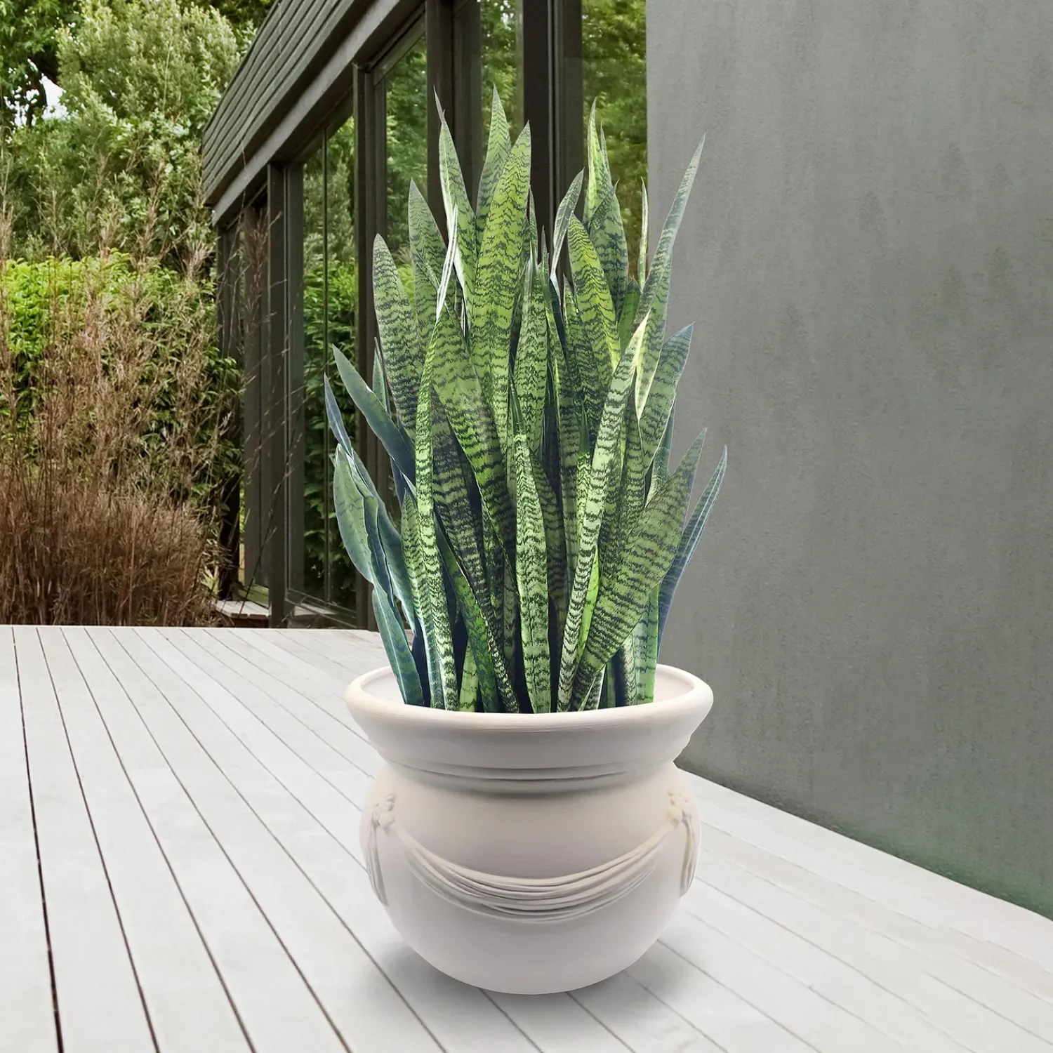 Plow & Hearth Planters & Plant Stands>Extra Large White Authentic Talavera Drape Pot