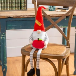 Plow & Hearth Decorative Accents>Fabric Teacher Gnome with Apple and Dangling Legs Table Décor