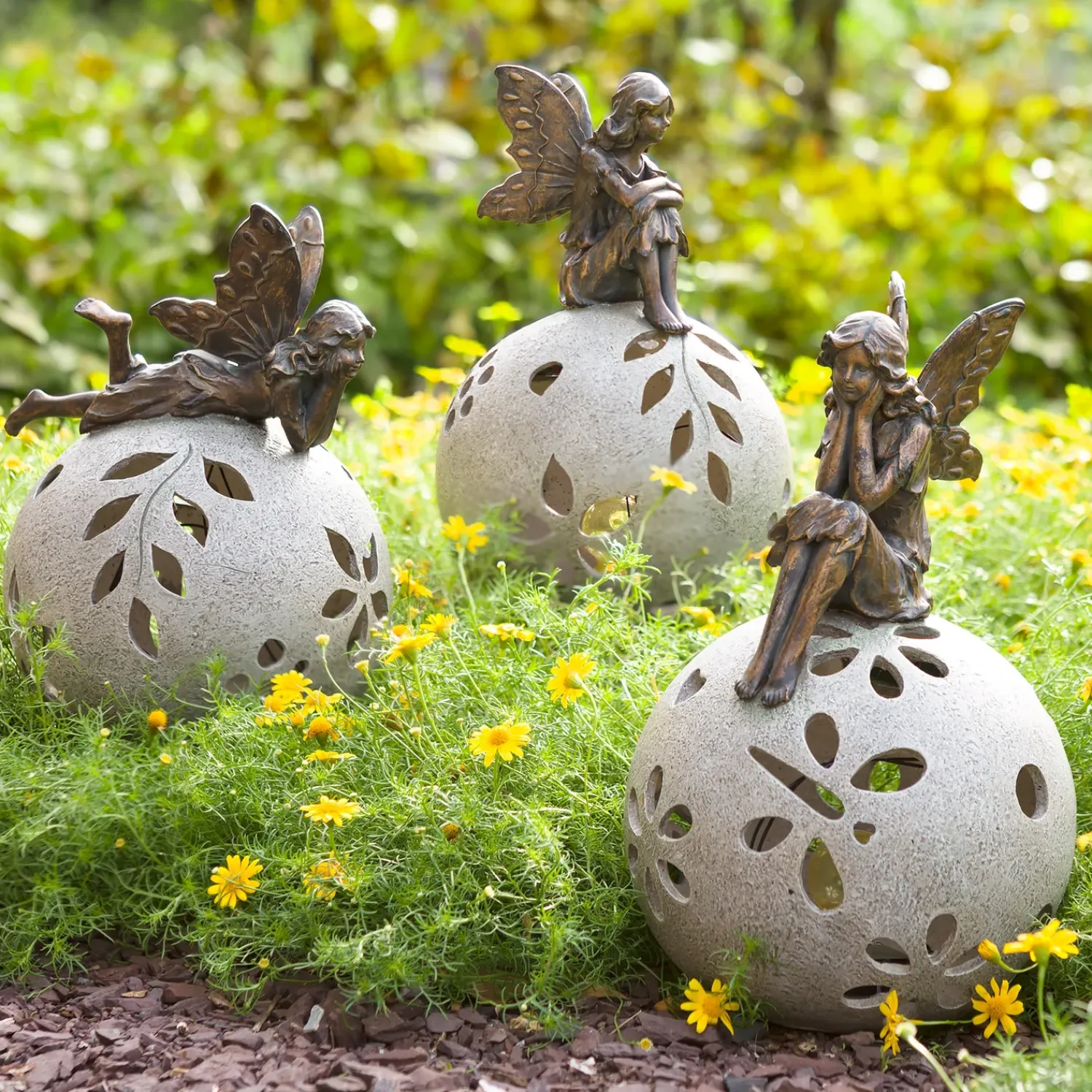 Plow & Hearth Garden Statues|Solar Accents>Fairy Solar Globe Garden Light