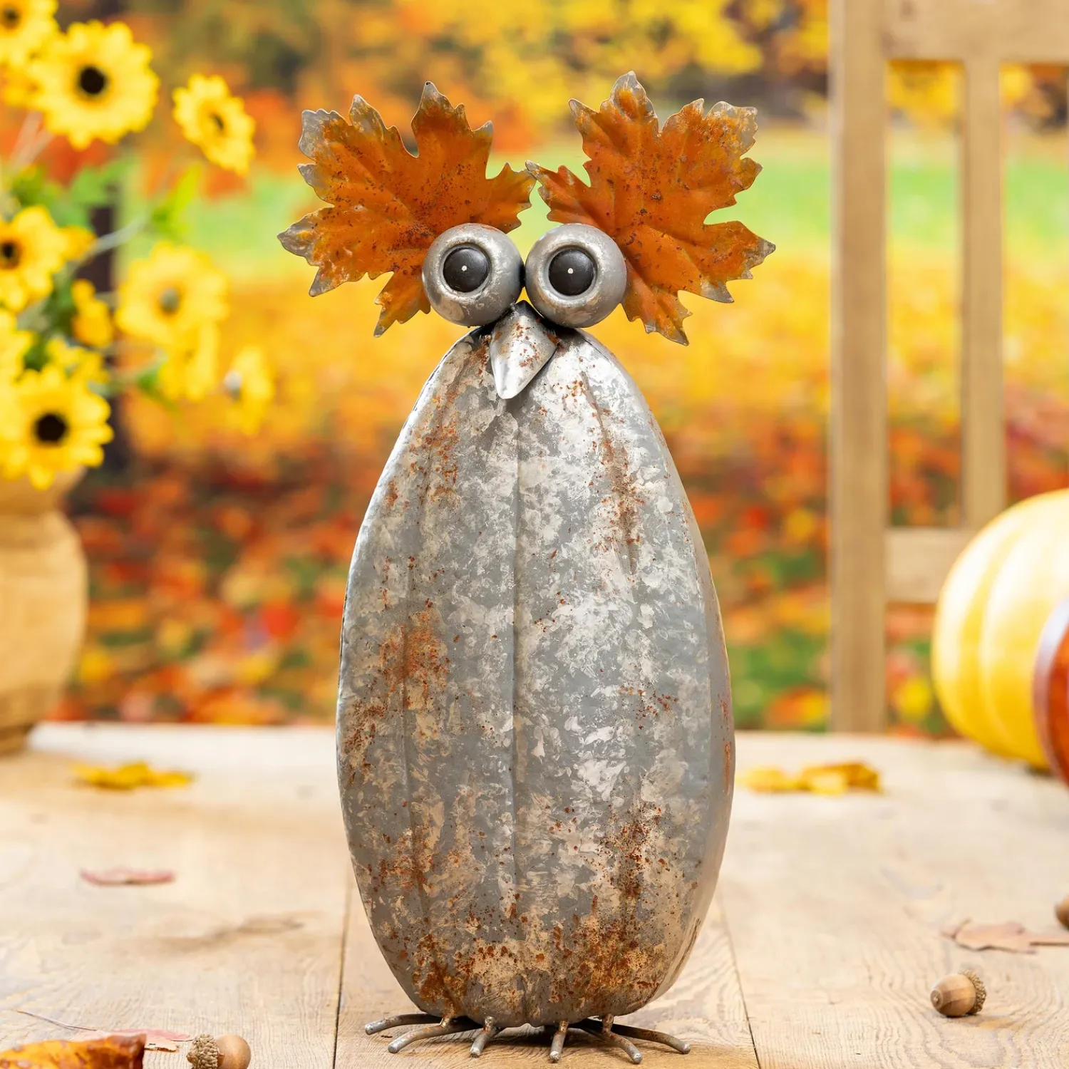 Plow & Hearth Garden Statues>Fall Owl Metal Statue, 17"H
