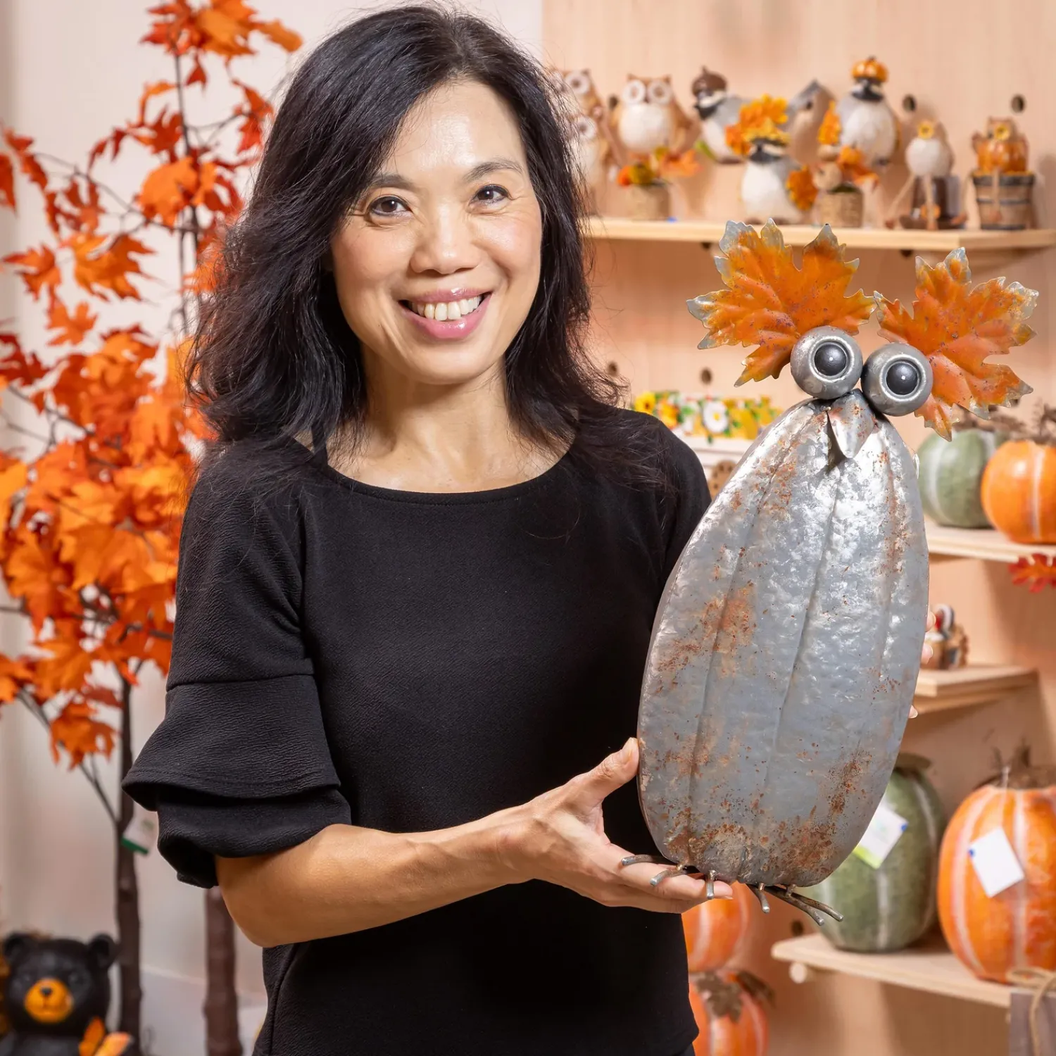Plow & Hearth Garden Statues>Fall Owl Metal Statue, 17"H