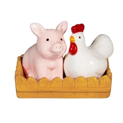 Plow & Hearth Salt & Pepper Shakers>Farm Animal Ceramic Salt and Pepper Shaker Set