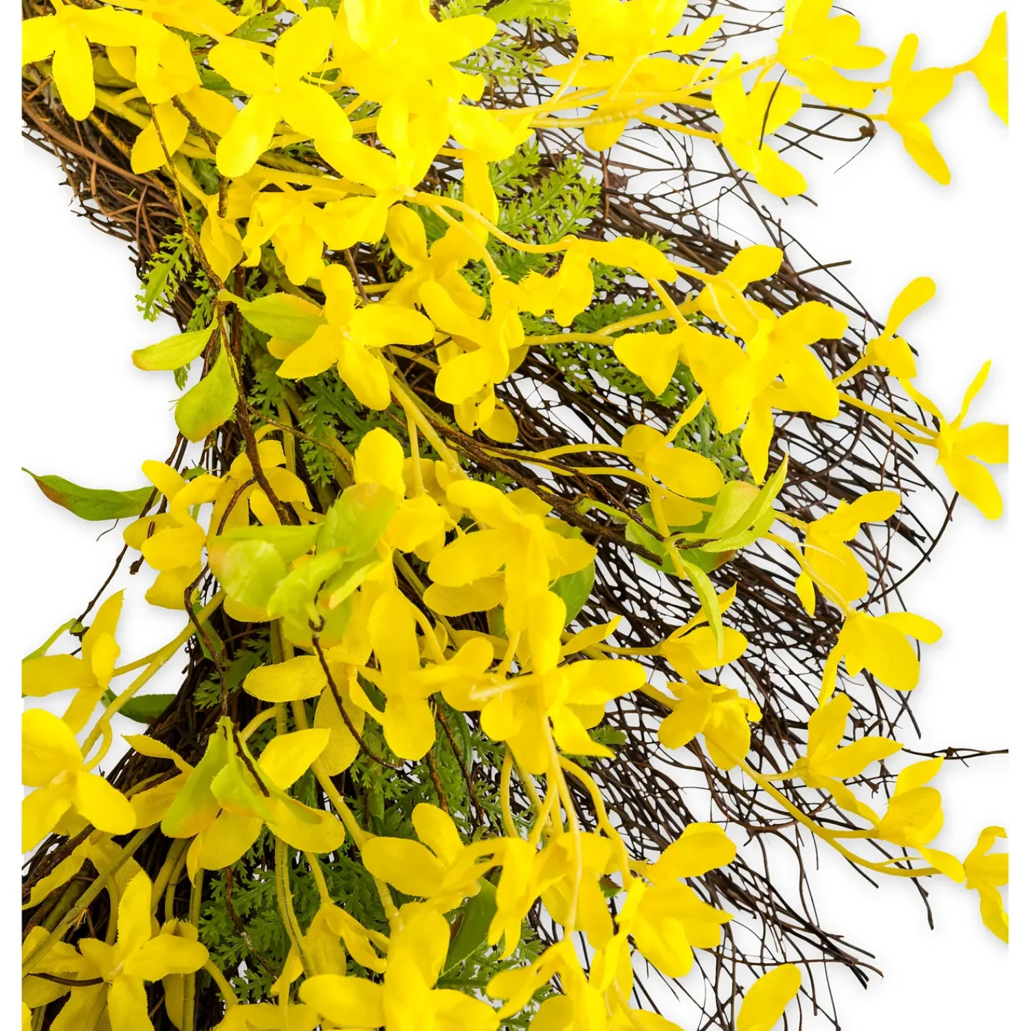 Plow & Hearth Wreaths|Faux Flowers & Plants>Faux Forsythia Wreath on Rattan Base