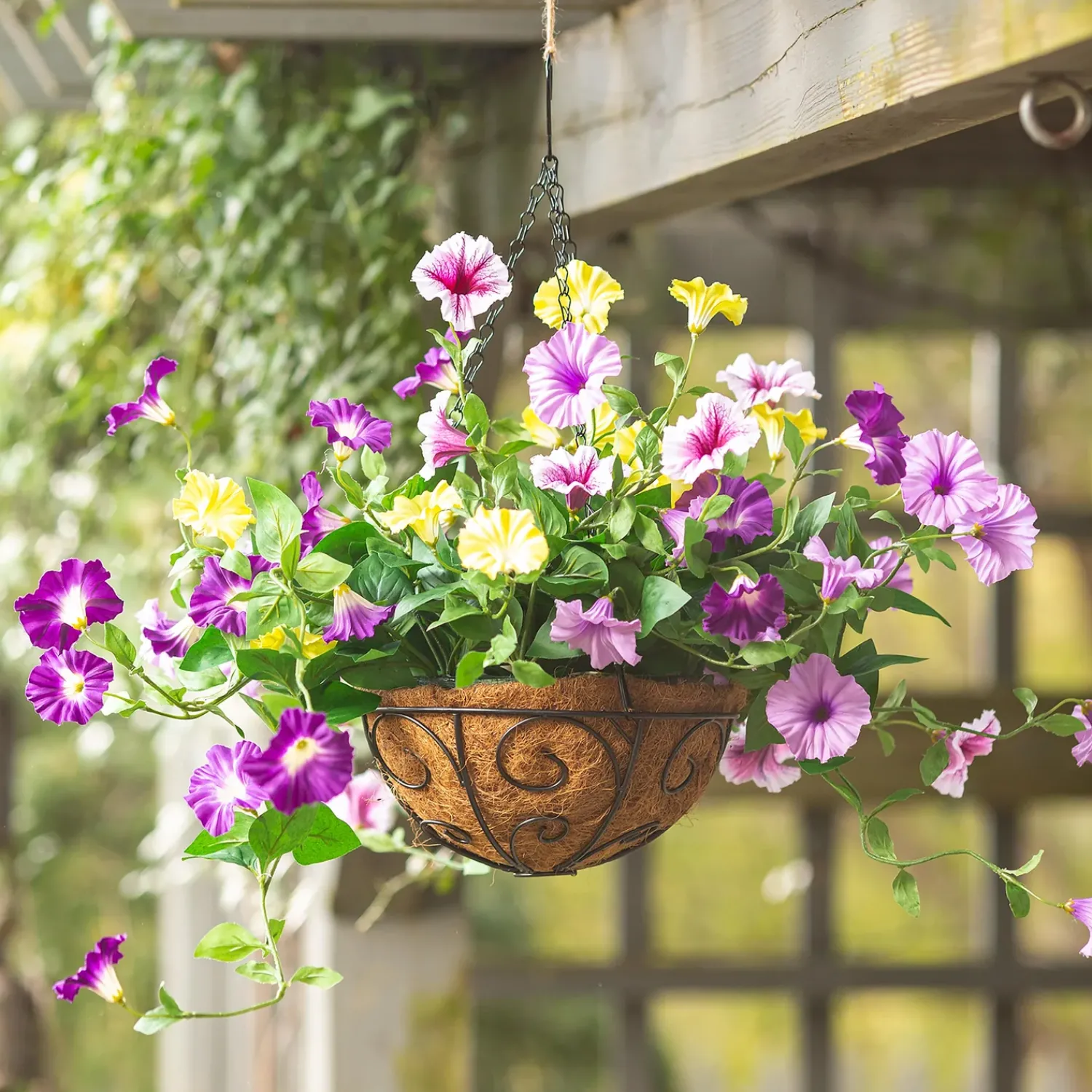 Plow & Hearth Planters & Plant Stands|Faux Flowers & Plants>Faux Petunia Hanging Basket