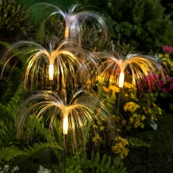 Plow & Hearth Garden Stakes|Solar Accents>Fiber Optic Garden Stake with RGB Lights, Set of 4