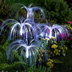 Plow & Hearth Garden Stakes|Solar Accents>Fiber Optic Garden Stake with RGB Lights, Set of 4
