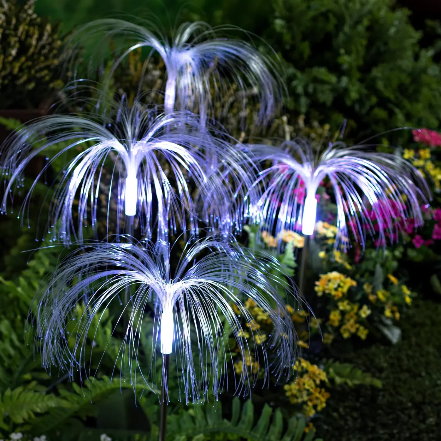 Plow & Hearth Garden Stakes|Solar Accents>Fiber Optic Garden Stake with RGB Lights, Set of 4