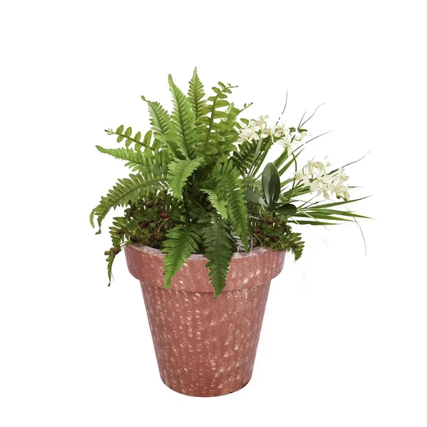 Plow & Hearth Solar Accents|Planters & Plant Stands>Fiberglass Outdoor Planter with Solar Lights Terracotta