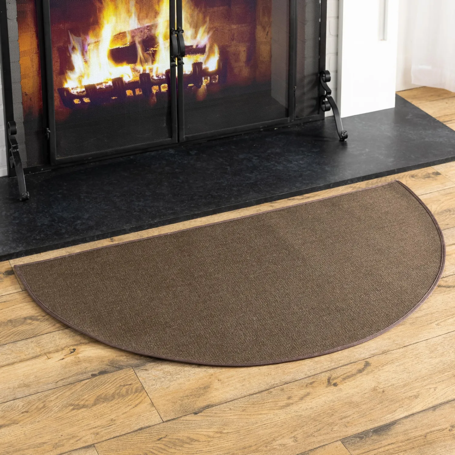 Plow & Hearth Hearth Rugs|Hearth Rugs>Flame Resistant Fiberglass Half Round Hearth Rug, 27" x 48"