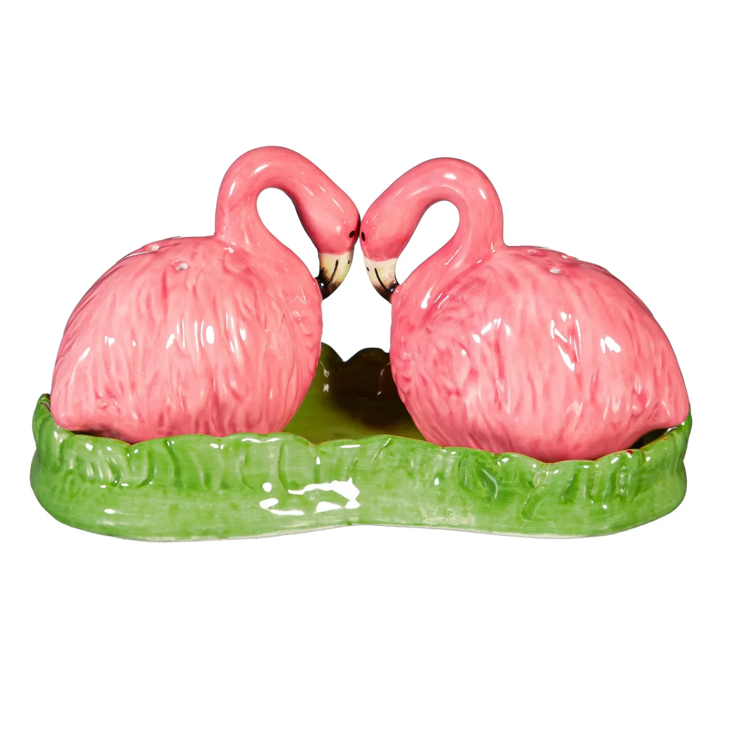 Plow & Hearth Salt & Pepper Shakers>Flamingo Ceramic Salt and Pepper Shaker Set