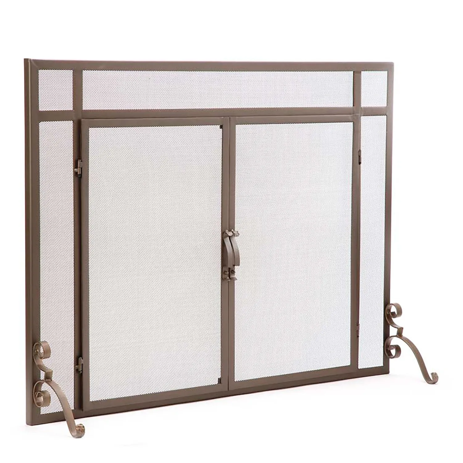 Plow & Hearth Fireplace Screens With Doors>Flat Guard Fire Screens With Doors in Solid Steel, 39"W x 31"H