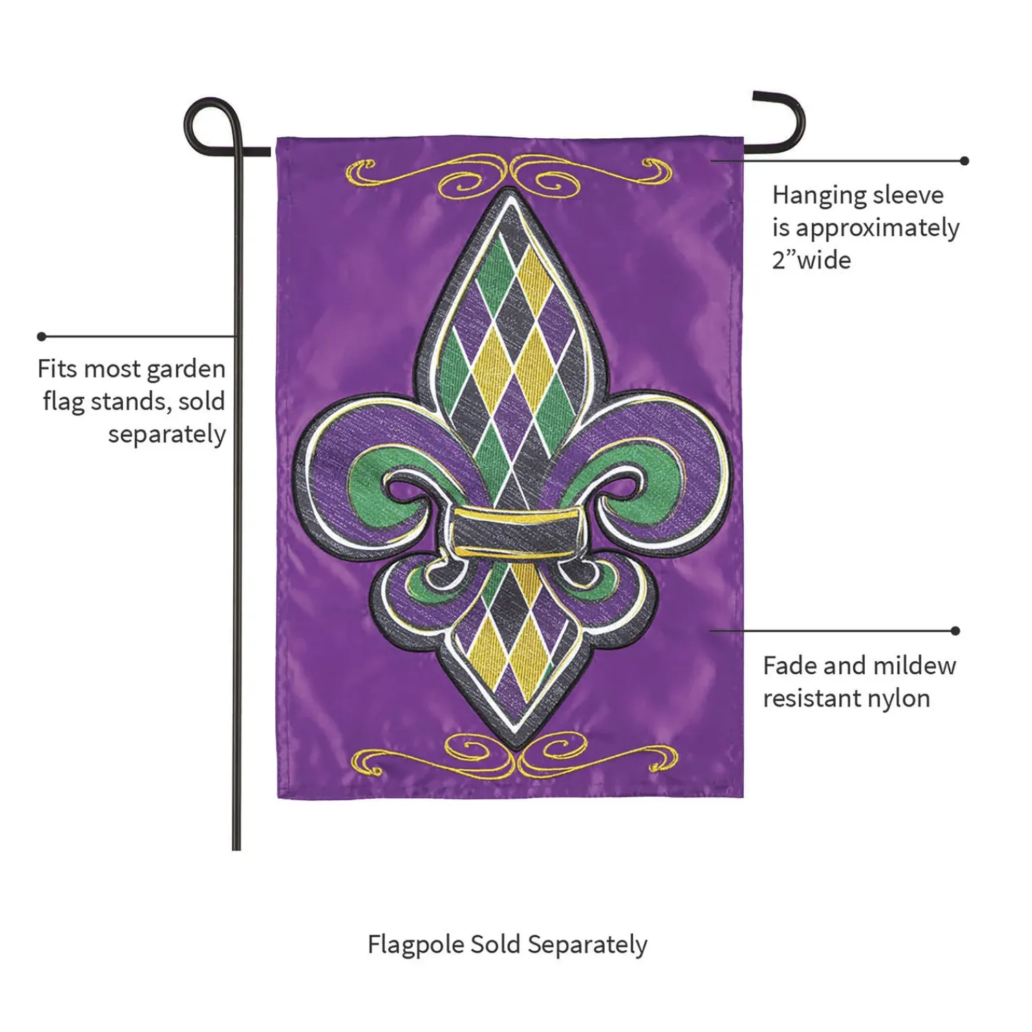Plow & Hearth Garden Flags>Fleur de Lis Applique Garden Flag