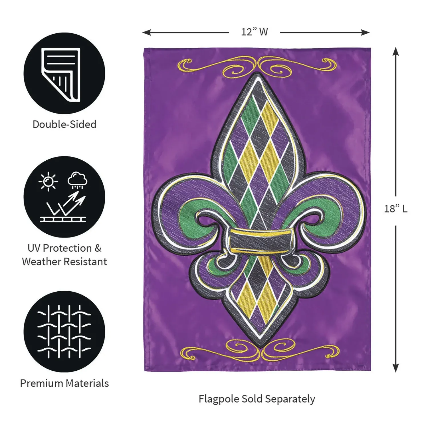 Plow & Hearth Garden Flags>Fleur de Lis Applique Garden Flag