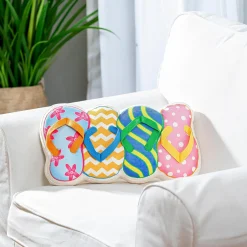 Plow & Hearth Decorative Pillows>Flip Flop Shaped Pillow, 17.5"L