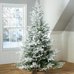 Plow & Hearth Lighted Trees & Garlands>Flocked Roanoke Spruce Christmas Tree