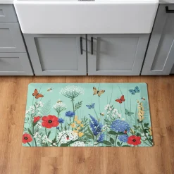 Plow & Hearth Anti-Fatigue Mats|Anti-Fatigue Mat>Floral Butterfly Fabric Anti-Fatigue Floor Mat