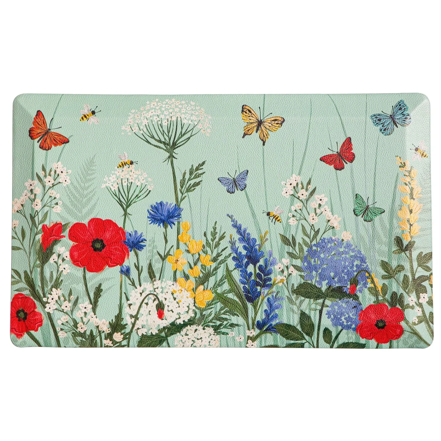 Plow & Hearth Anti-Fatigue Mats|Anti-Fatigue Mat>Floral Butterfly Fabric Anti-Fatigue Floor Mat