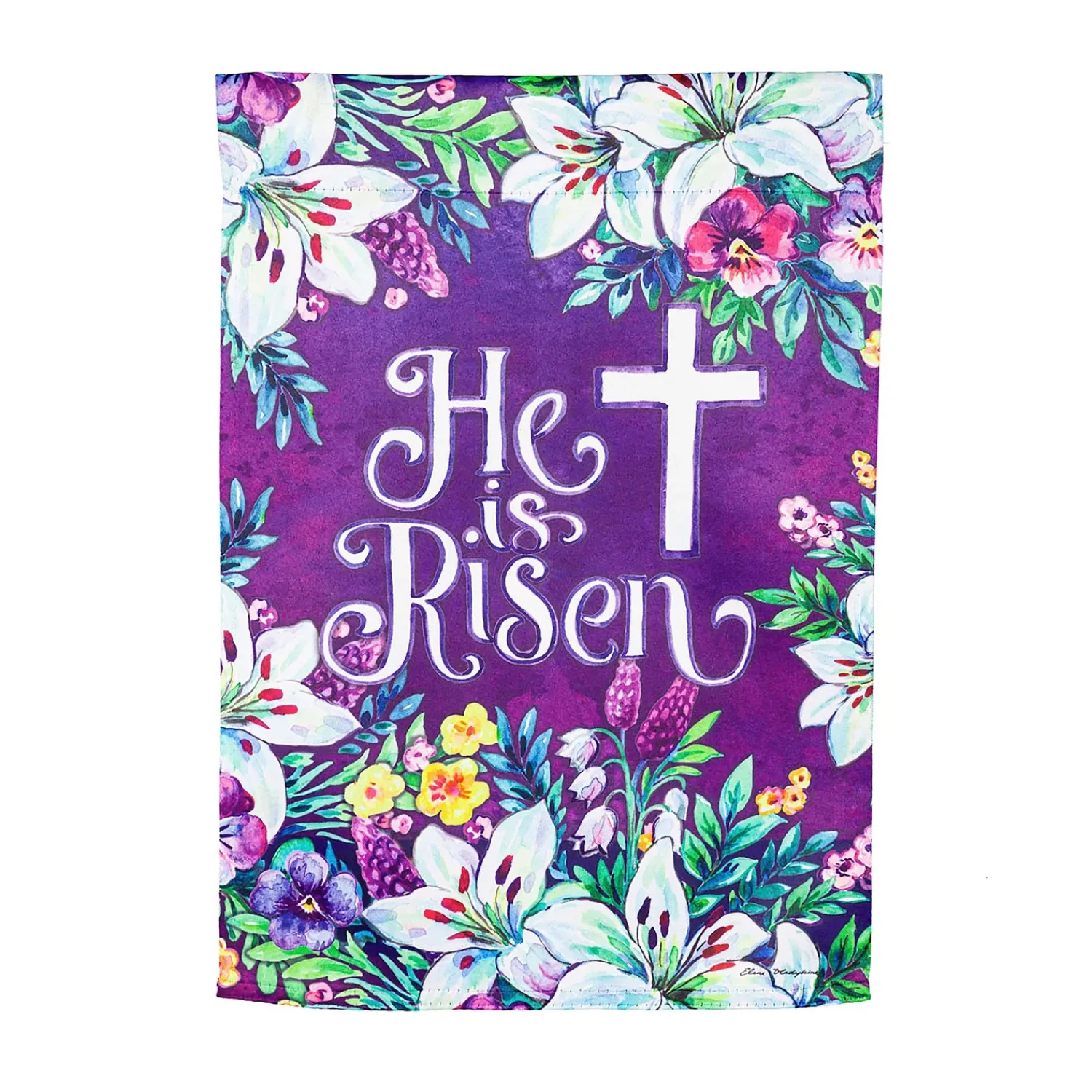 Plow & Hearth Garden Flags>Floral Easter Cross Suede Garden Flag