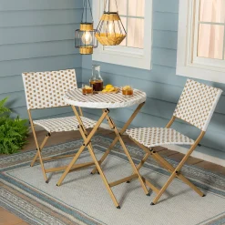Plow & Hearth Outdoor Dining Sets>Folding Wicker 3-Piece Bistro Set Natural