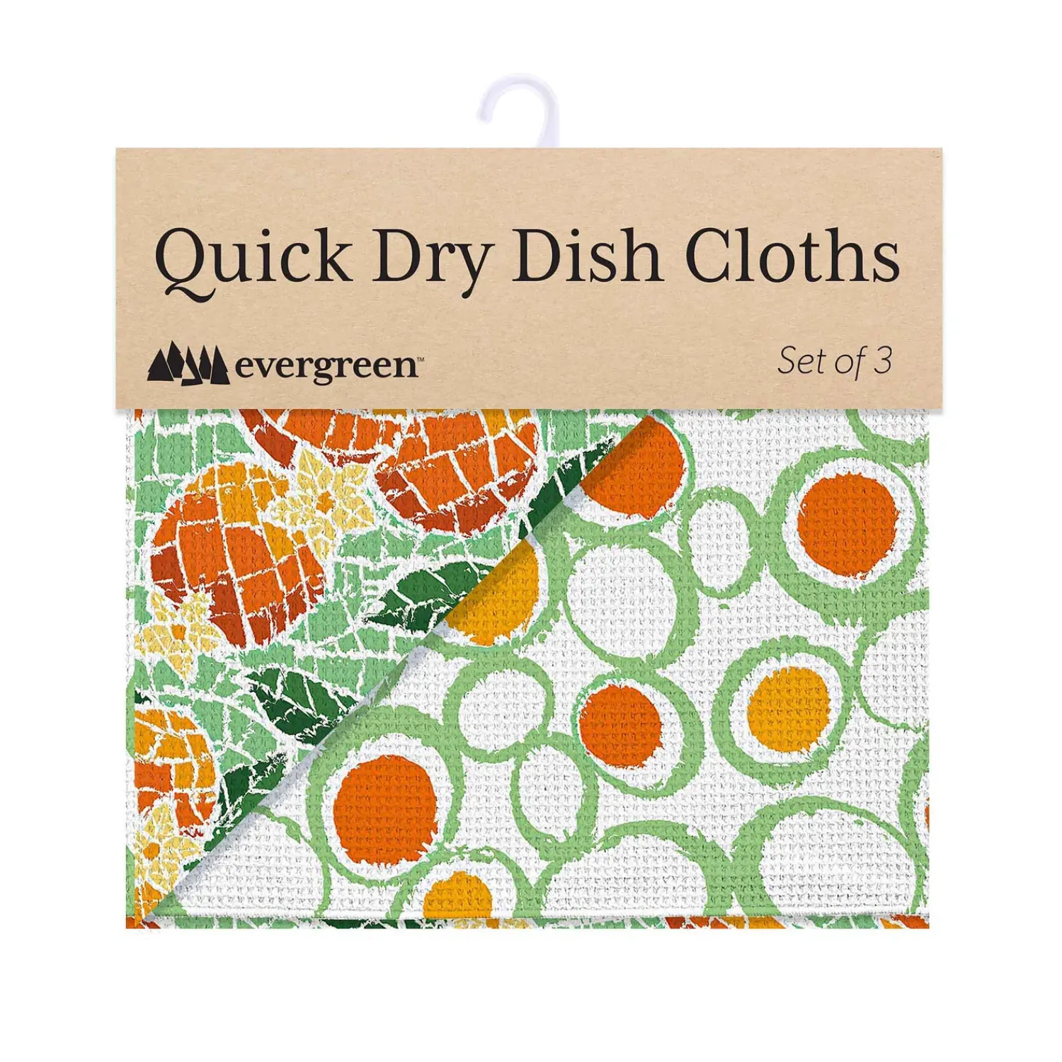 Plow & Hearth Kitchen Linens>Fruit Mosaic Quick Dry Dish Cloth, Set of 3, 10" x 10"