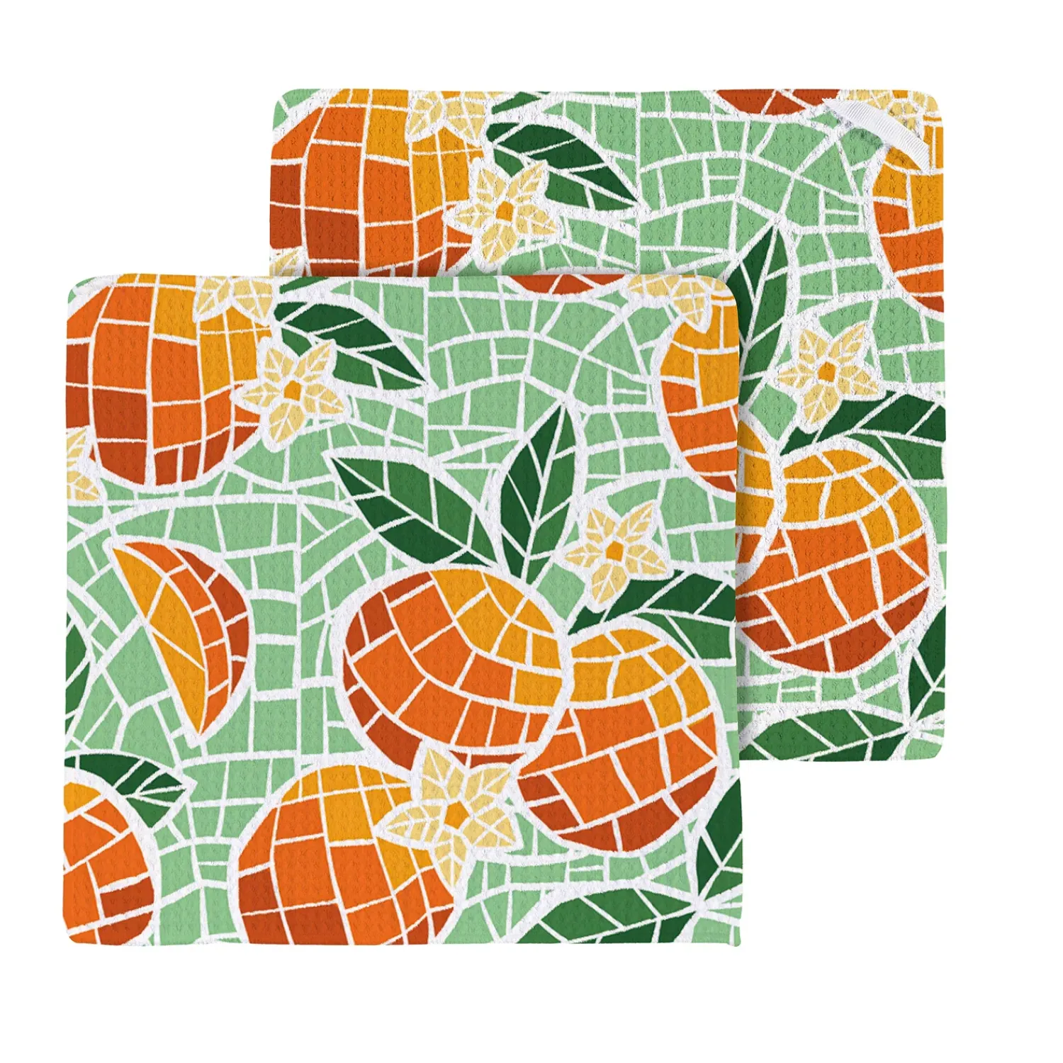 Plow & Hearth Kitchen Linens>Fruit Mosaic Quick Dry Dish Cloth, Set of 3, 10" x 10"
