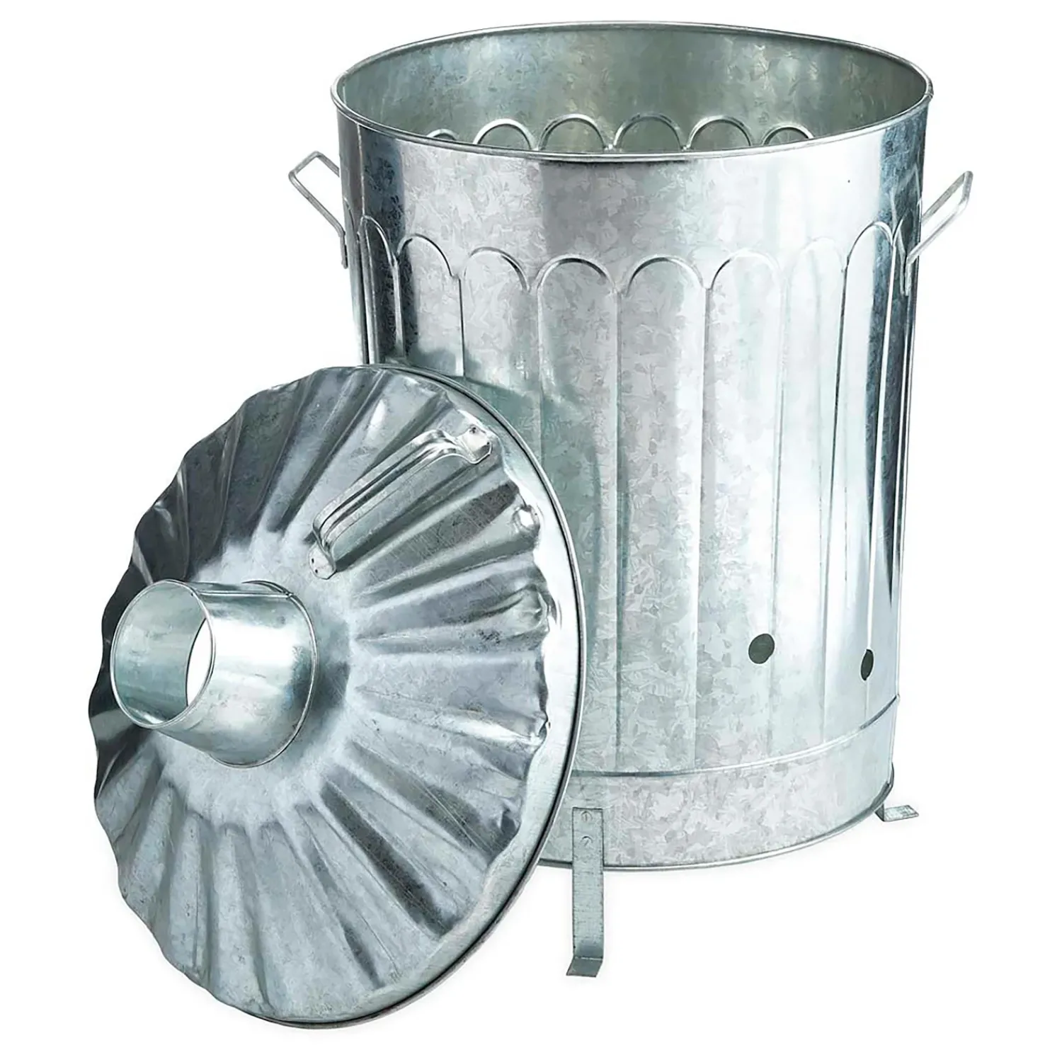 Plow & Hearth Garden Tools & Supplies|Outdoor Clean Up>Galvanized Metal Garden/Home Incinerator Waste Can