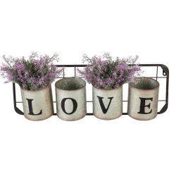 Plow & Hearth Outdoor Wall Art|Chests & Storage Cabinets>Galvanized Metal Wall Pockets "LOVE"