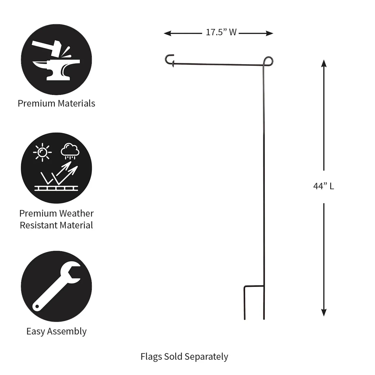 Plow & Hearth Flag Accessories>Garden Flag Stand, Black