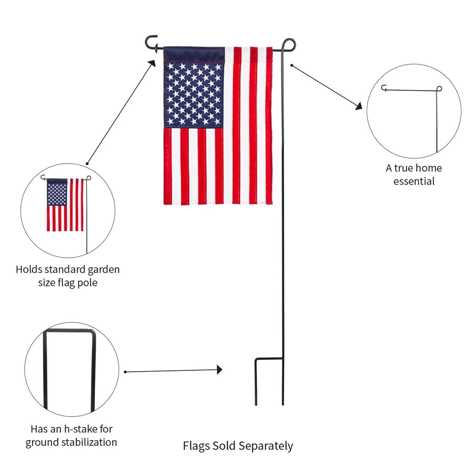 Plow & Hearth Flag Accessories>Garden Flag Stand, Black