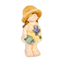 Plow & Hearth Garden Statues>Garden Girl With Purple Flower Statue, 16"H