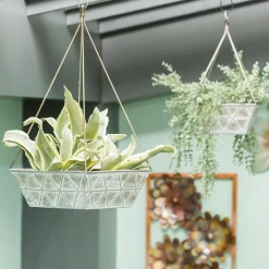 Plow & Hearth Planters & Plant Stands>Geometric Embossed Metal Planter, Set of 2