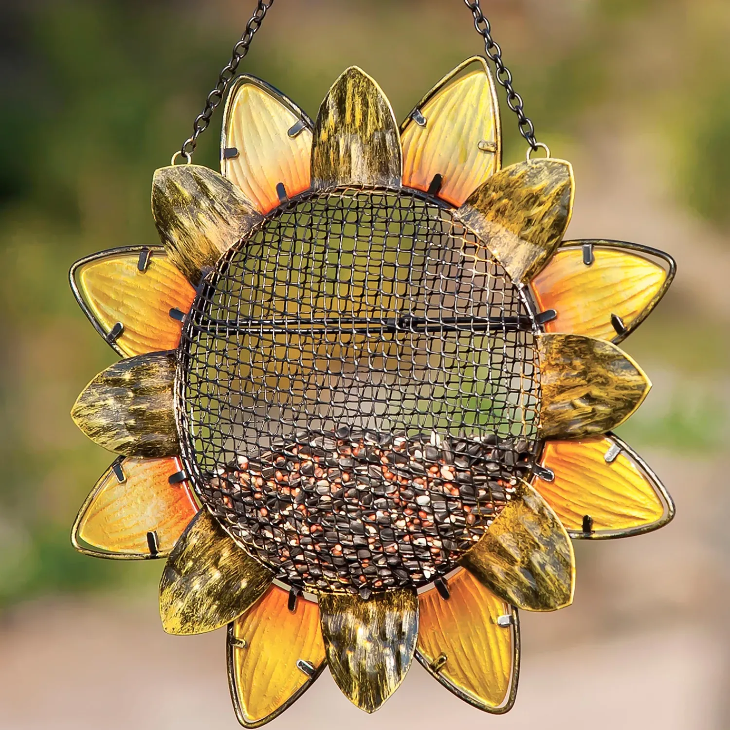 Plow & Hearth Bird Feeders>Glass and Metal Sunflower Bird Feeder