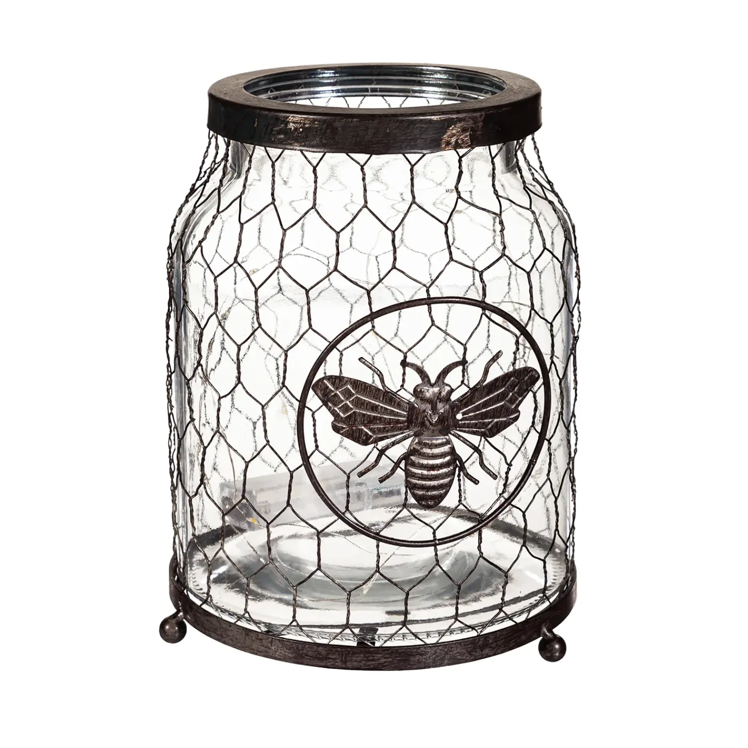 Plow & Hearth Candles & Lanterns|Lighted Accents>Glass Bee Jar Accent Light