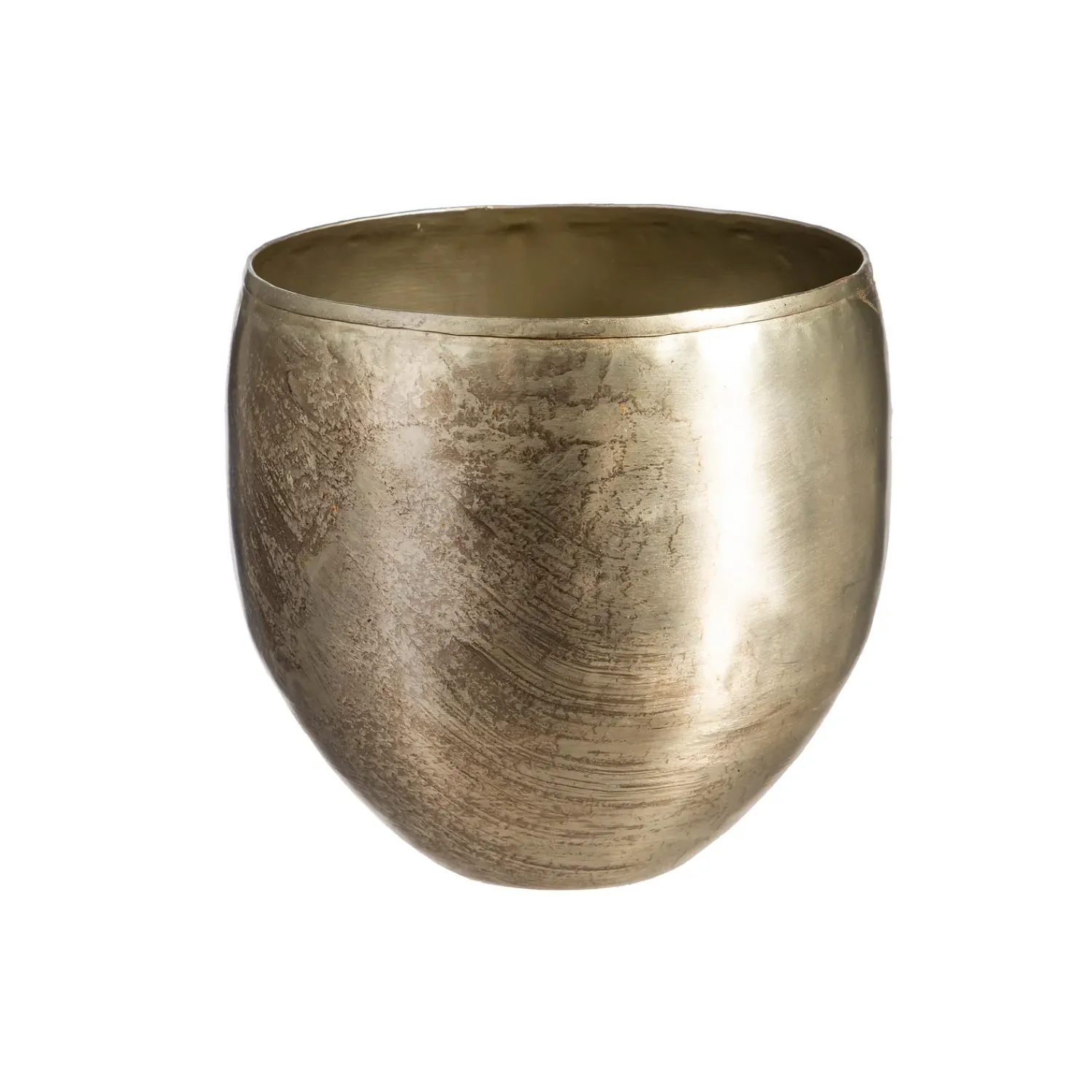 Plow & Hearth Planters & Plant Stands>Glazed Metal Planter, Silver, Nested Set of 3